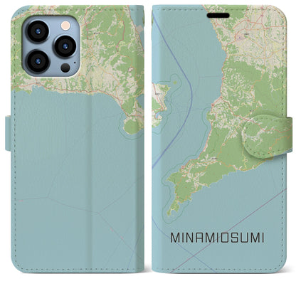 【南大隅（鹿児島県）】地図柄iPhoneケース（手帳タイプ）ナチュラル・iPhone 13 Pro Max 用