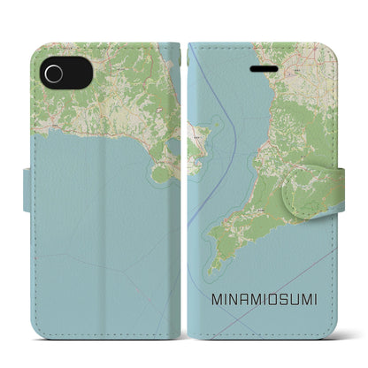 【南大隅（鹿児島県）】地図柄iPhoneケース（手帳タイプ）ナチュラル・iPhone SE（第3 / 第2世代） / 8 / 7 / 6s / 6 用