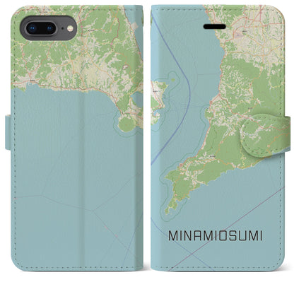 【南大隅（鹿児島県）】地図柄iPhoneケース（手帳タイプ）ナチュラル・iPhone 8Plus /7Plus / 6sPlus / 6Plus 用
