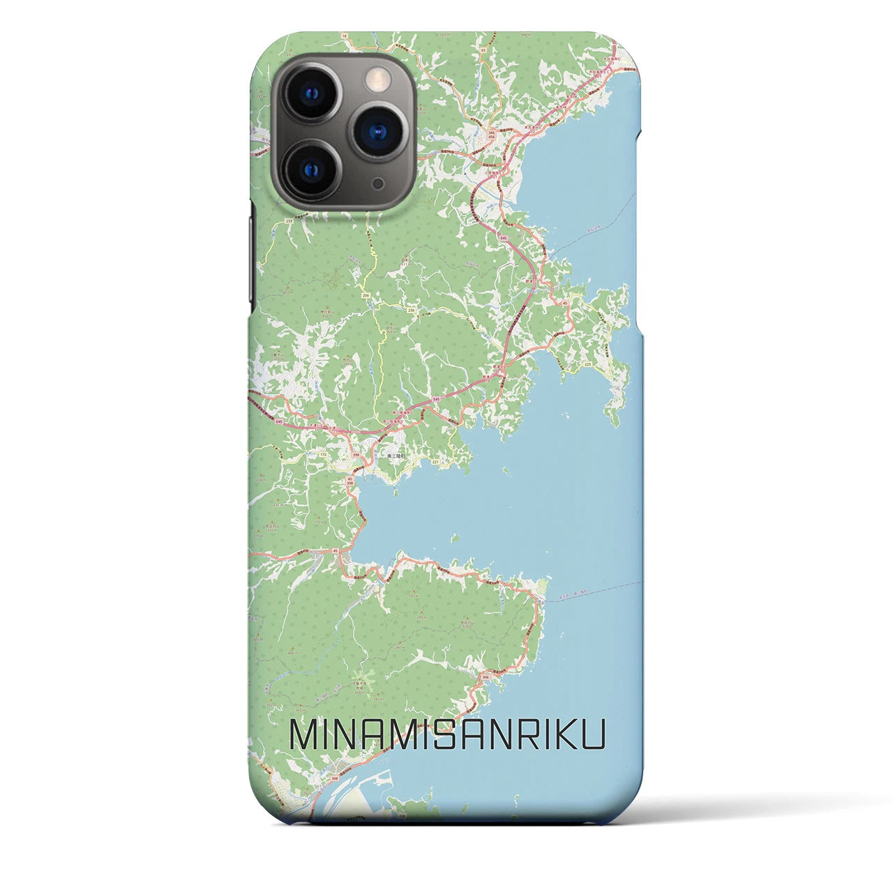 【南三陸】地図柄iPhoneケース（バックカバータイプ・ナチュラル）iPhone 11 Pro Max 用