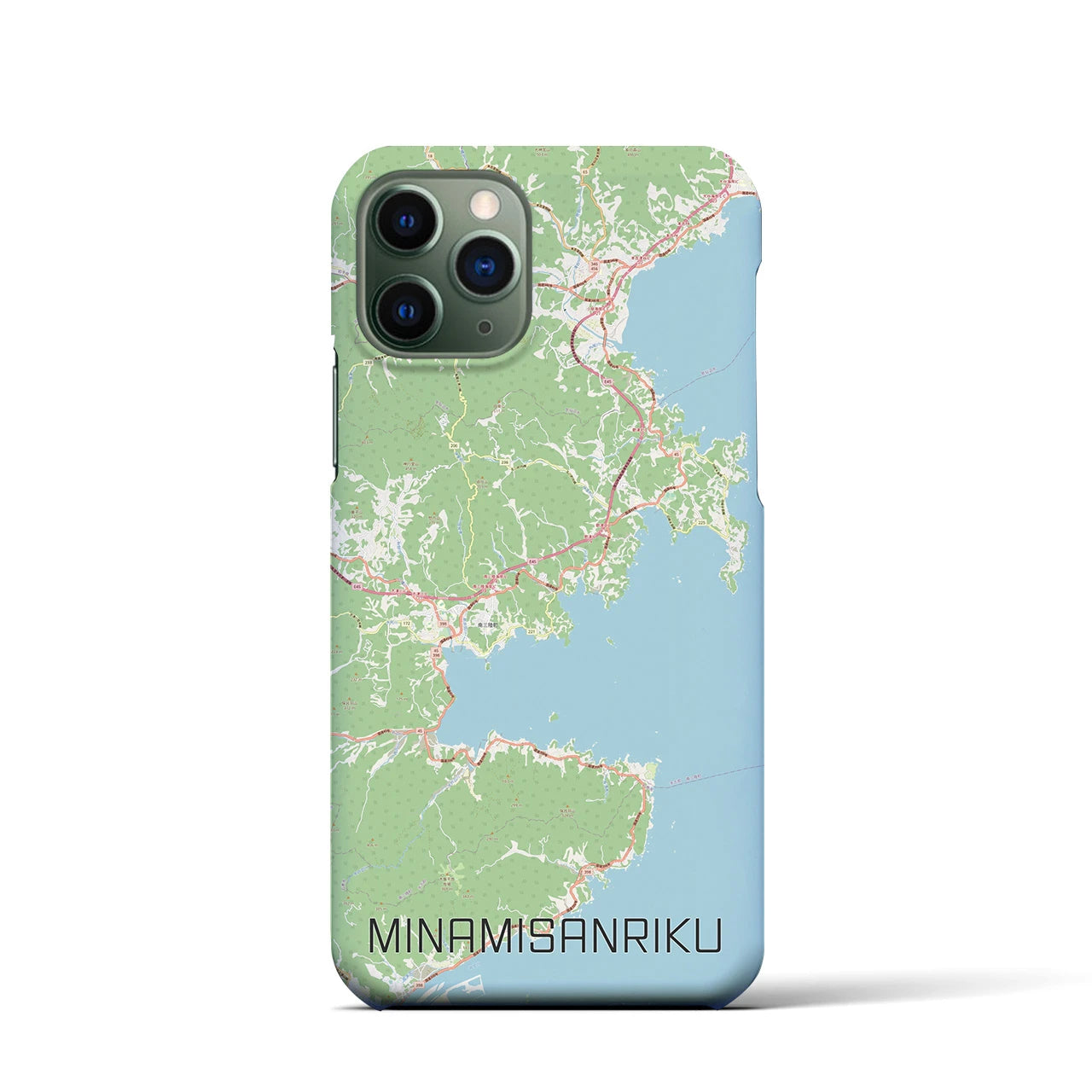 【南三陸】地図柄iPhoneケース（バックカバータイプ・ナチュラル）iPhone 11 Pro 用