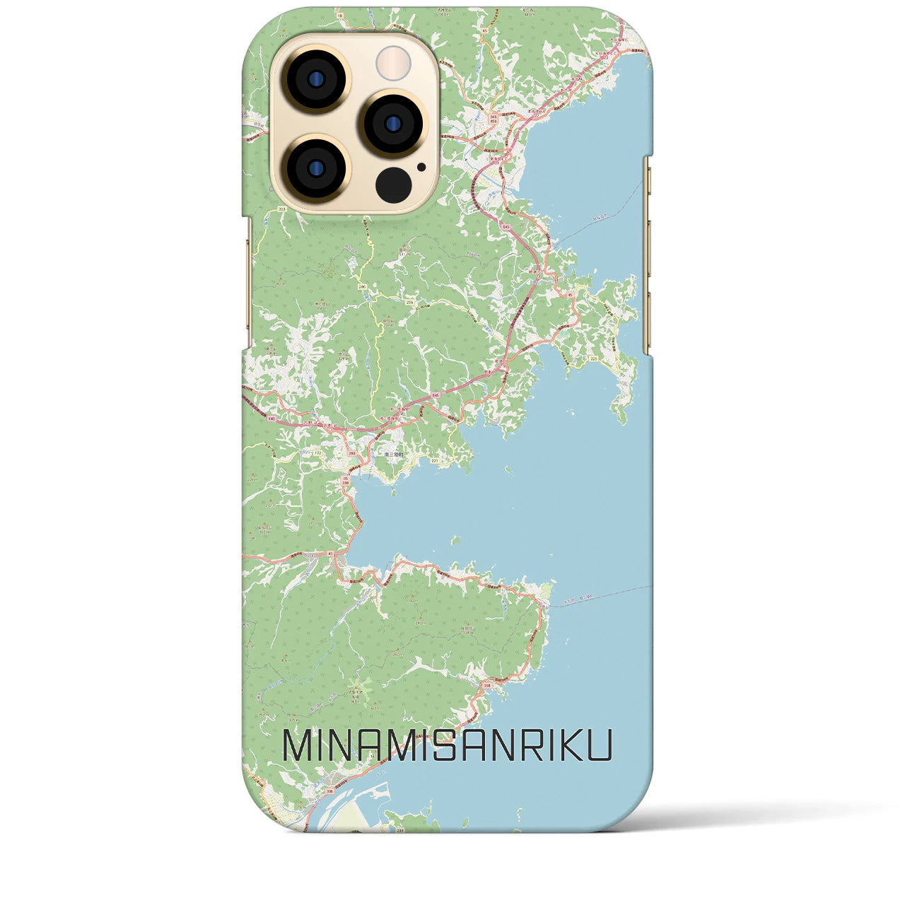 【南三陸】地図柄iPhoneケース（バックカバータイプ・ナチュラル）iPhone 12 Pro Max 用