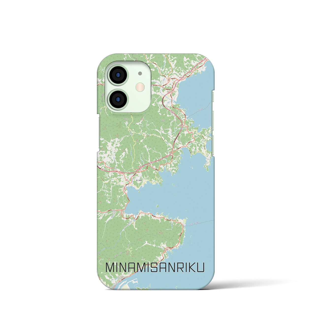 【南三陸】地図柄iPhoneケース（バックカバータイプ・ナチュラル）iPhone 12 mini 用