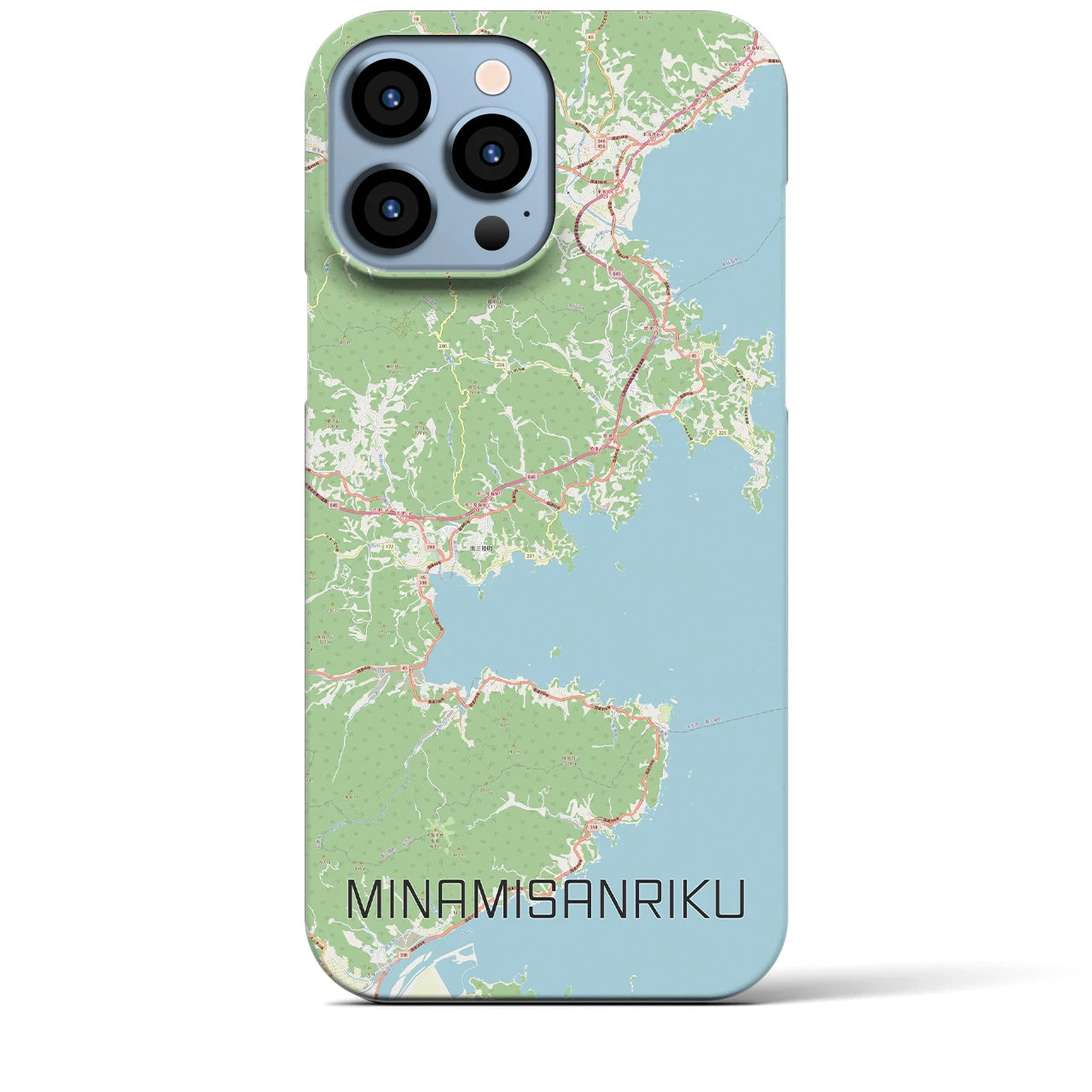 【南三陸】地図柄iPhoneケース（バックカバータイプ・ナチュラル）iPhone 13 Pro Max 用