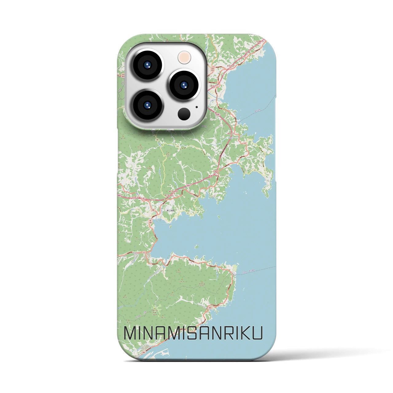 【南三陸】地図柄iPhoneケース（バックカバータイプ・ナチュラル）iPhone 13 Pro 用