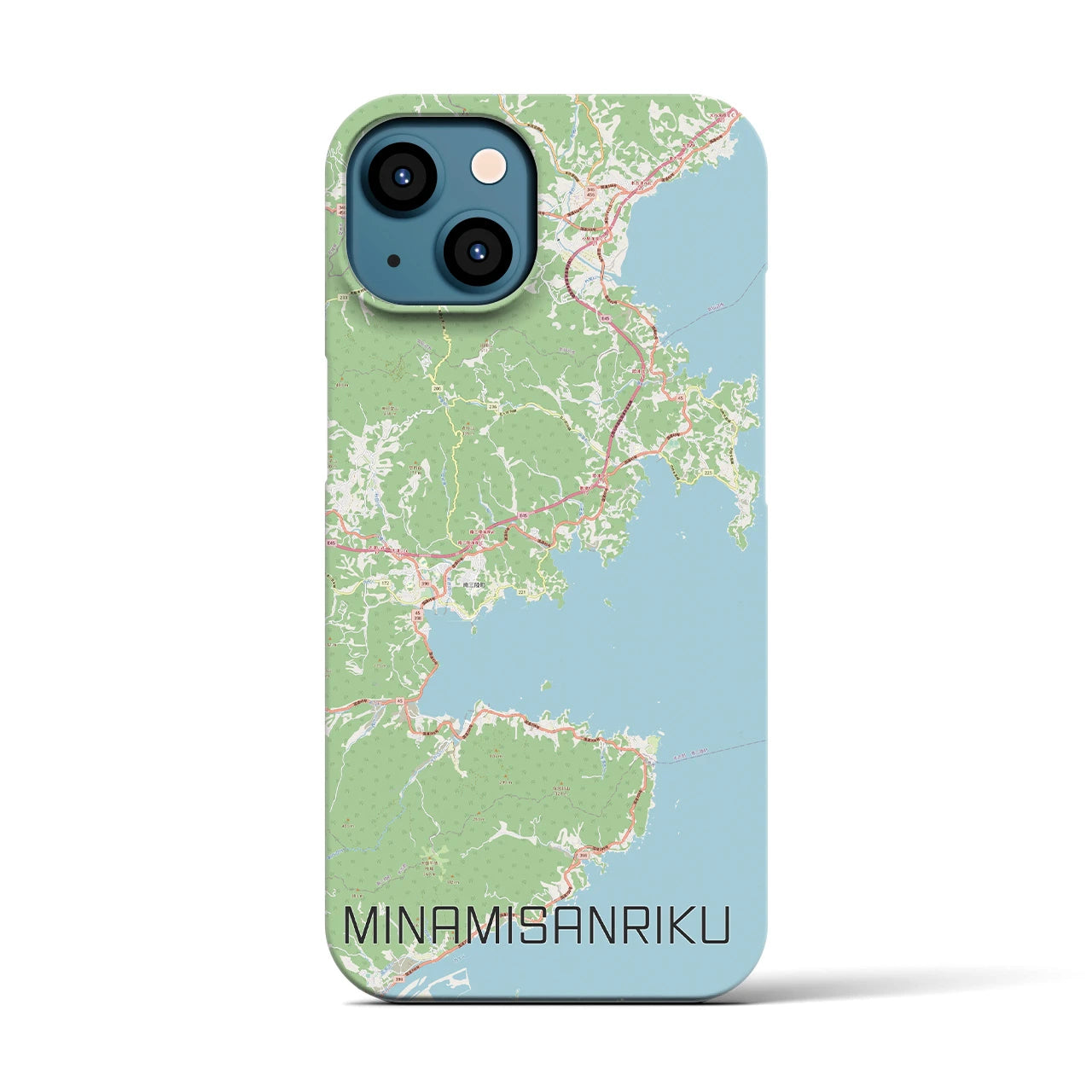 【南三陸】地図柄iPhoneケース（バックカバータイプ・ナチュラル）iPhone 13 用