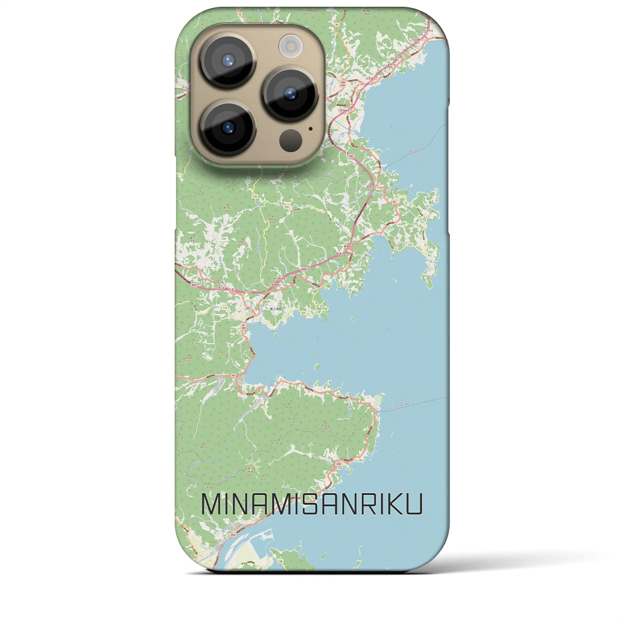 【南三陸】地図柄iPhoneケース（バックカバータイプ・ナチュラル）iPhone 14 Pro Max 用