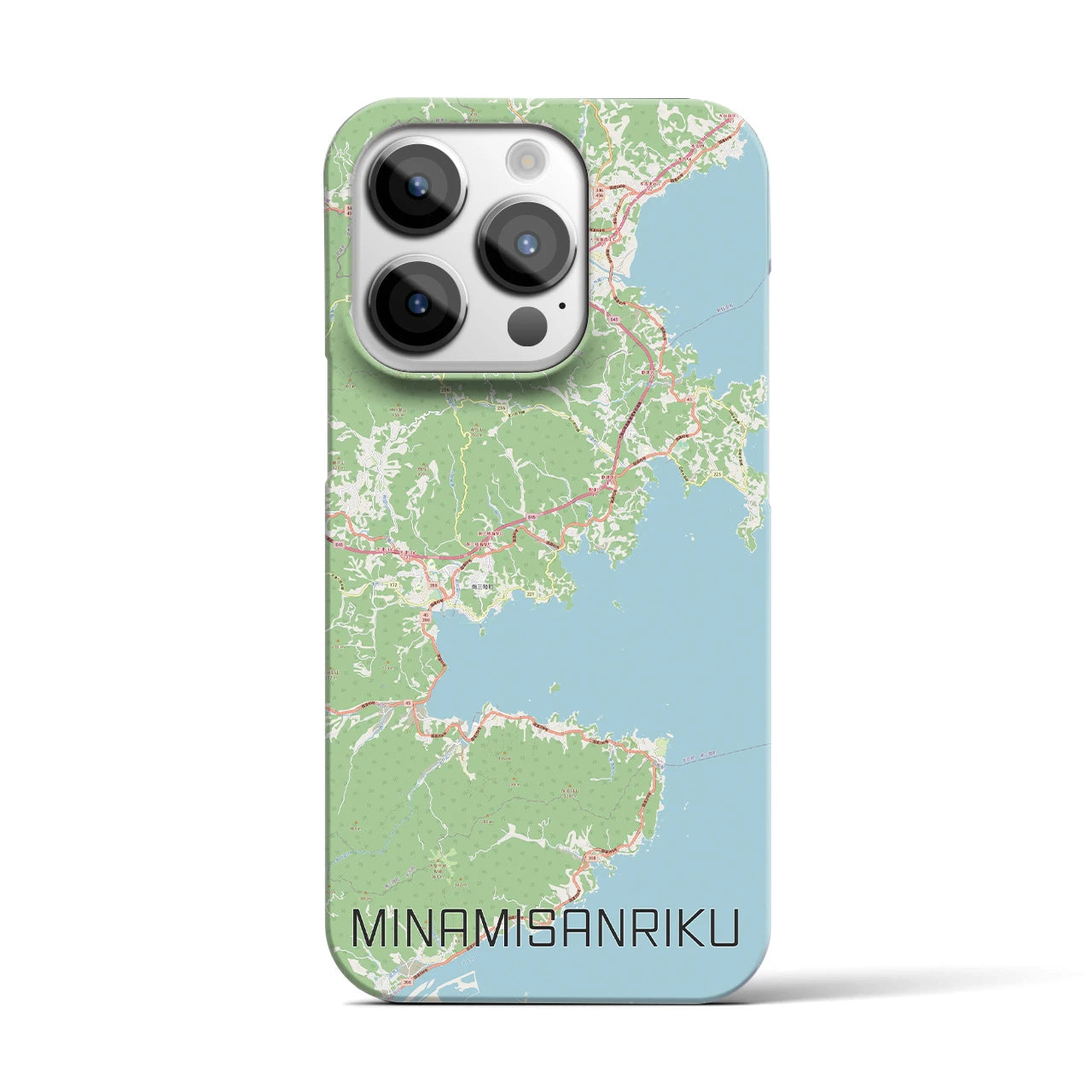 【南三陸】地図柄iPhoneケース（バックカバータイプ・ナチュラル）iPhone 14 Pro 用