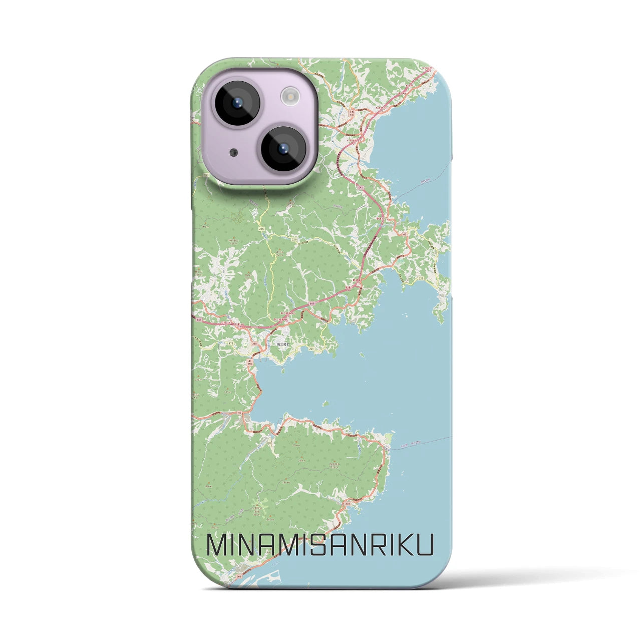 【南三陸】地図柄iPhoneケース（バックカバータイプ・ナチュラル）iPhone 14 用