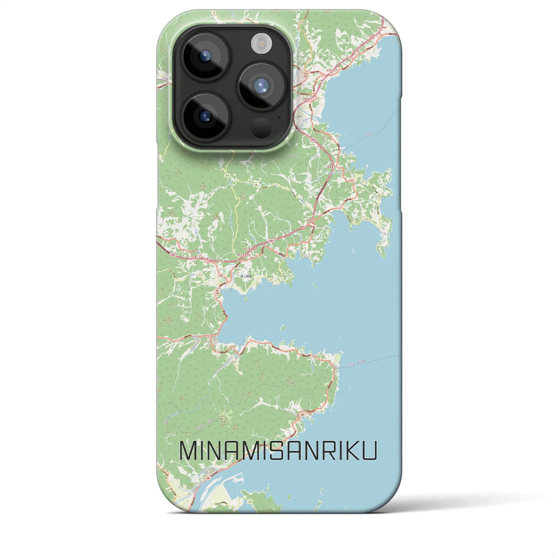 【南三陸】地図柄iPhoneケース（バックカバータイプ・ナチュラル）iPhone 15 Pro Max 用