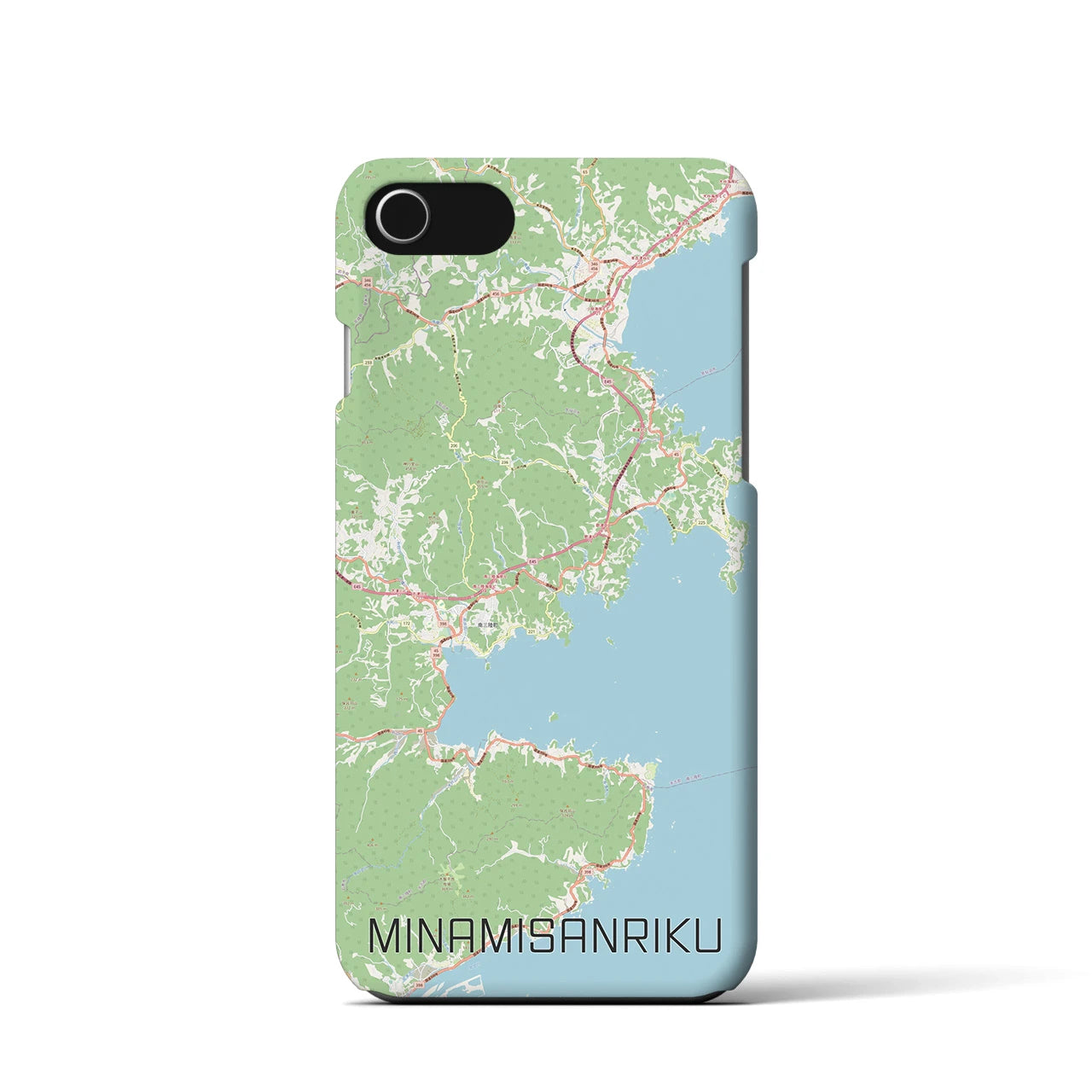 【南三陸】地図柄iPhoneケース（バックカバータイプ・ナチュラル）iPhone SE（第3 / 第2世代） / 8 / 7 / 6s / 6 用