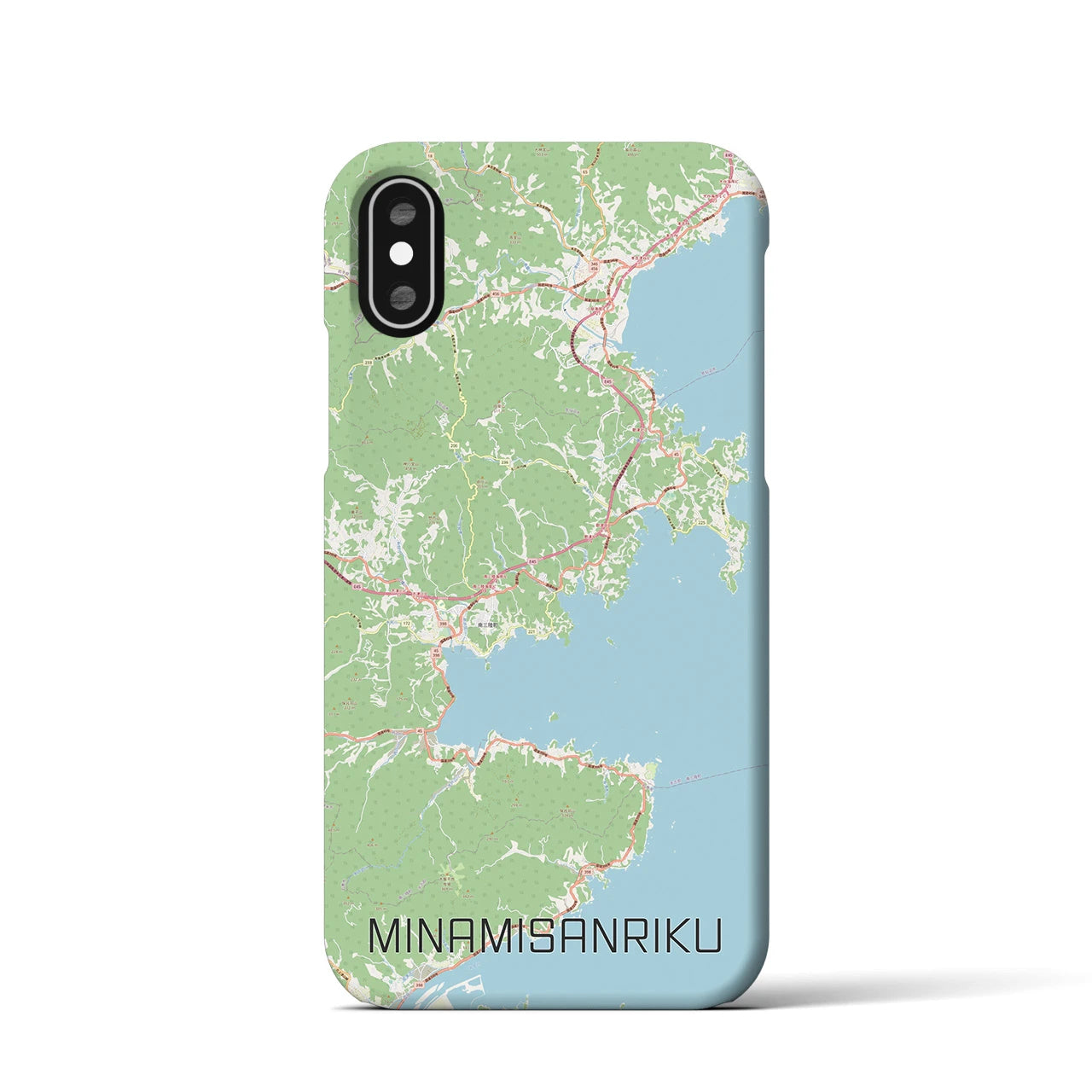 【南三陸】地図柄iPhoneケース（バックカバータイプ・ナチュラル）iPhone XS / X 用