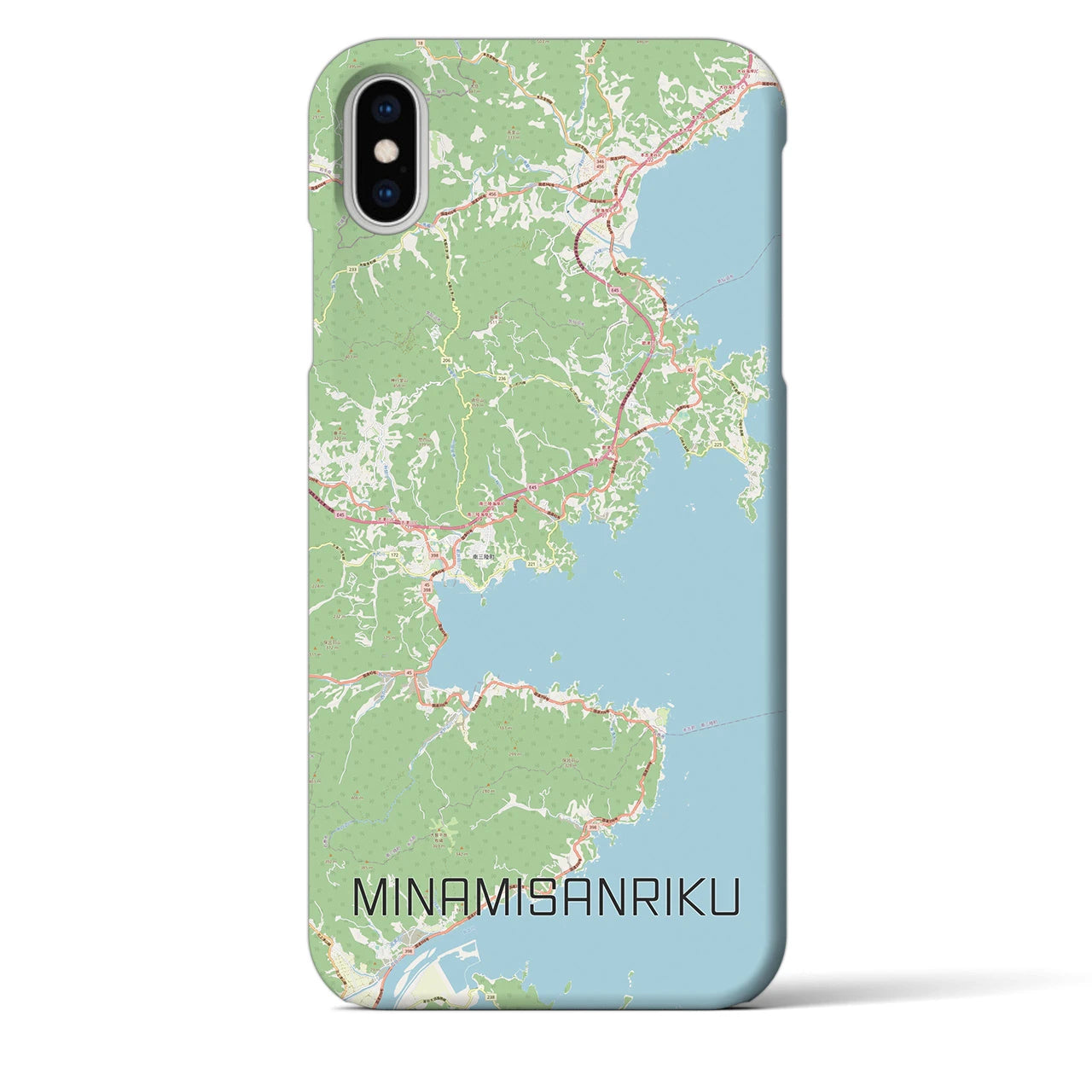 【南三陸】地図柄iPhoneケース（バックカバータイプ・ナチュラル）iPhone XS Max 用