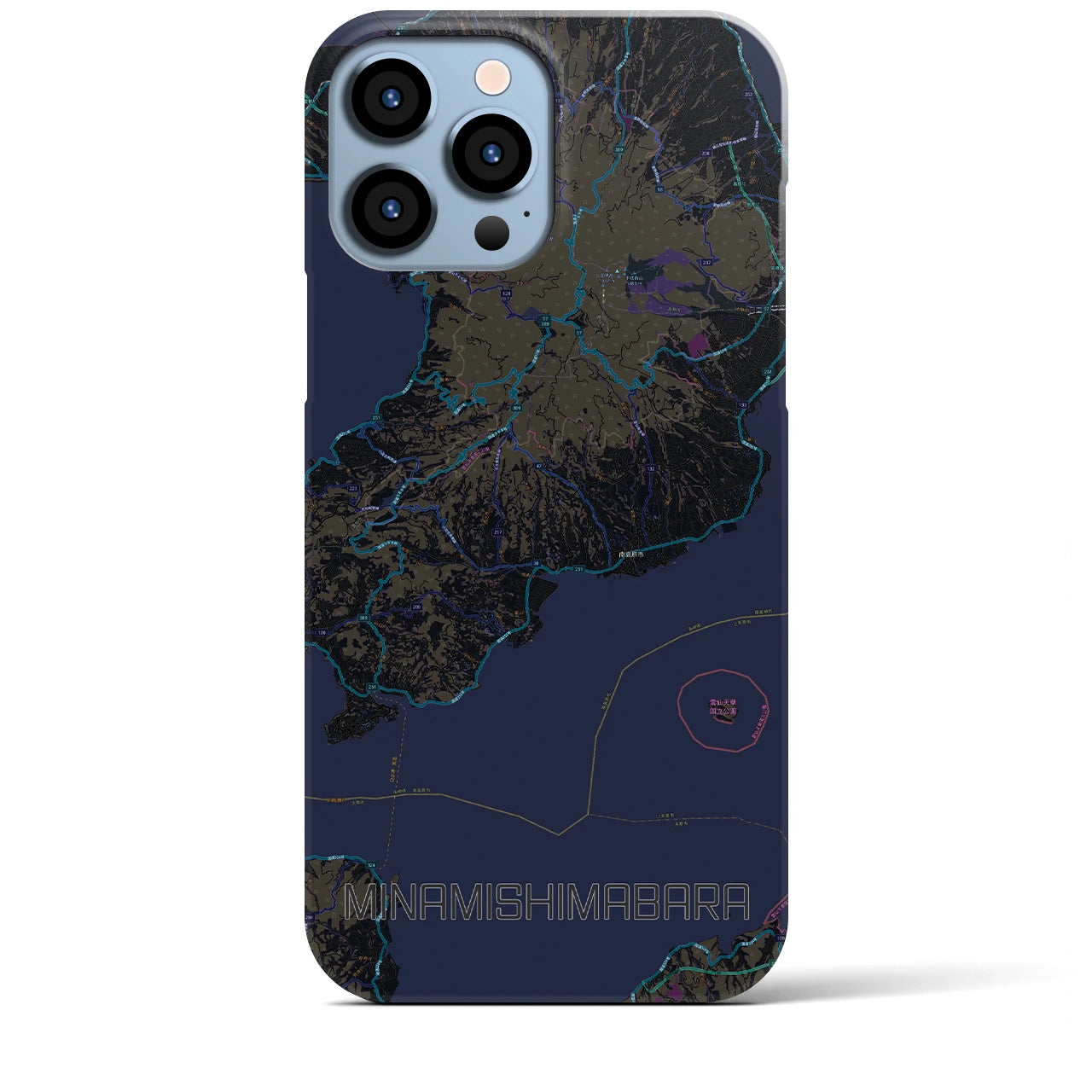 【南島原】地図柄iPhoneケース（バックカバータイプ・ブラック）iPhone 13 Pro Max 用