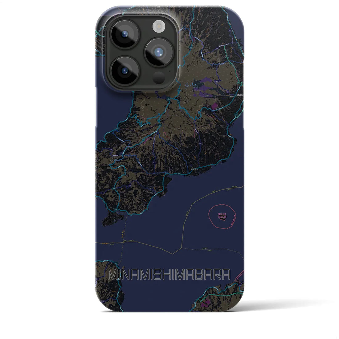 【南島原】地図柄iPhoneケース（バックカバータイプ・ブラック）iPhone 15 Pro Max 用