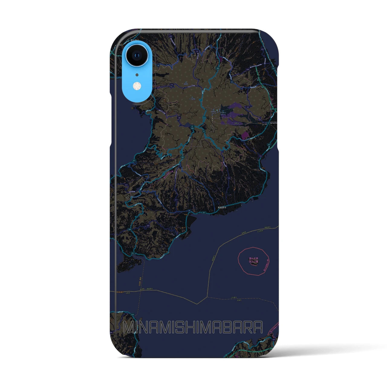 【南島原】地図柄iPhoneケース（バックカバータイプ・ブラック）iPhone XR 用