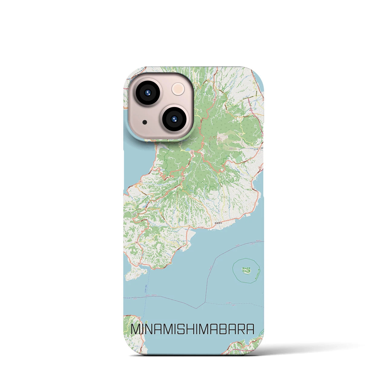 【南島原】地図柄iPhoneケース（バックカバータイプ・ナチュラル）iPhone 13 mini 用