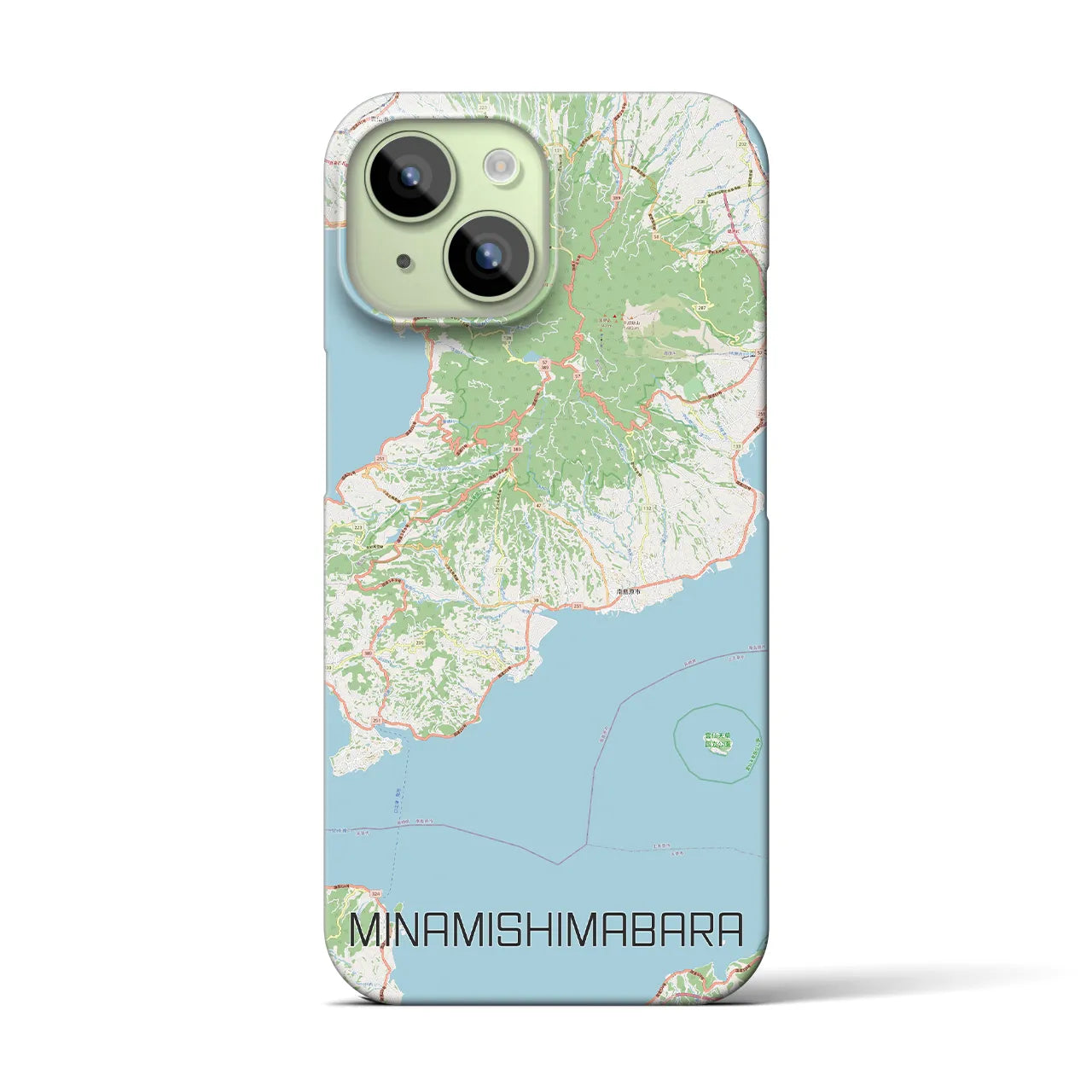【南島原】地図柄iPhoneケース（バックカバータイプ・ナチュラル）iPhone 15 用