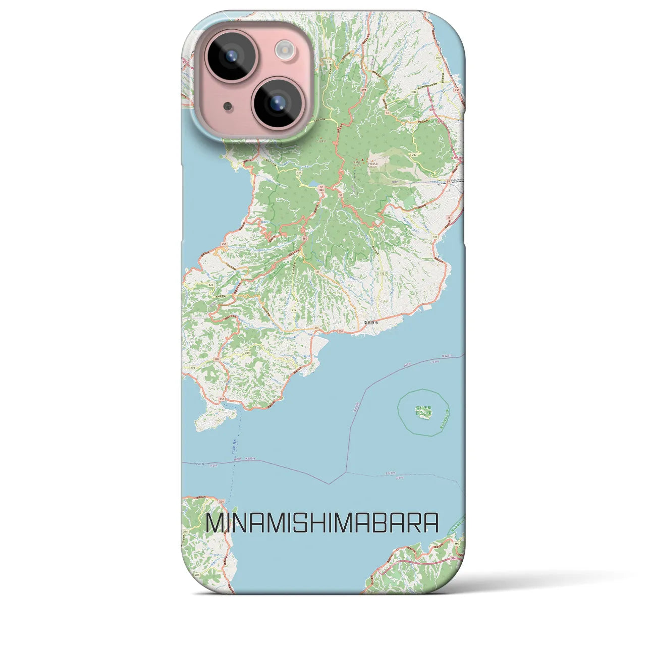 【南島原】地図柄iPhoneケース（バックカバータイプ・ナチュラル）iPhone 15 Plus 用