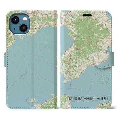 【南島原（長崎県）】地図柄iPhoneケース（手帳タイプ）ナチュラル・iPhone 13 用