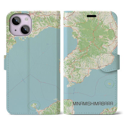 【南島原（長崎県）】地図柄iPhoneケース（手帳タイプ）ナチュラル・iPhone 14 用