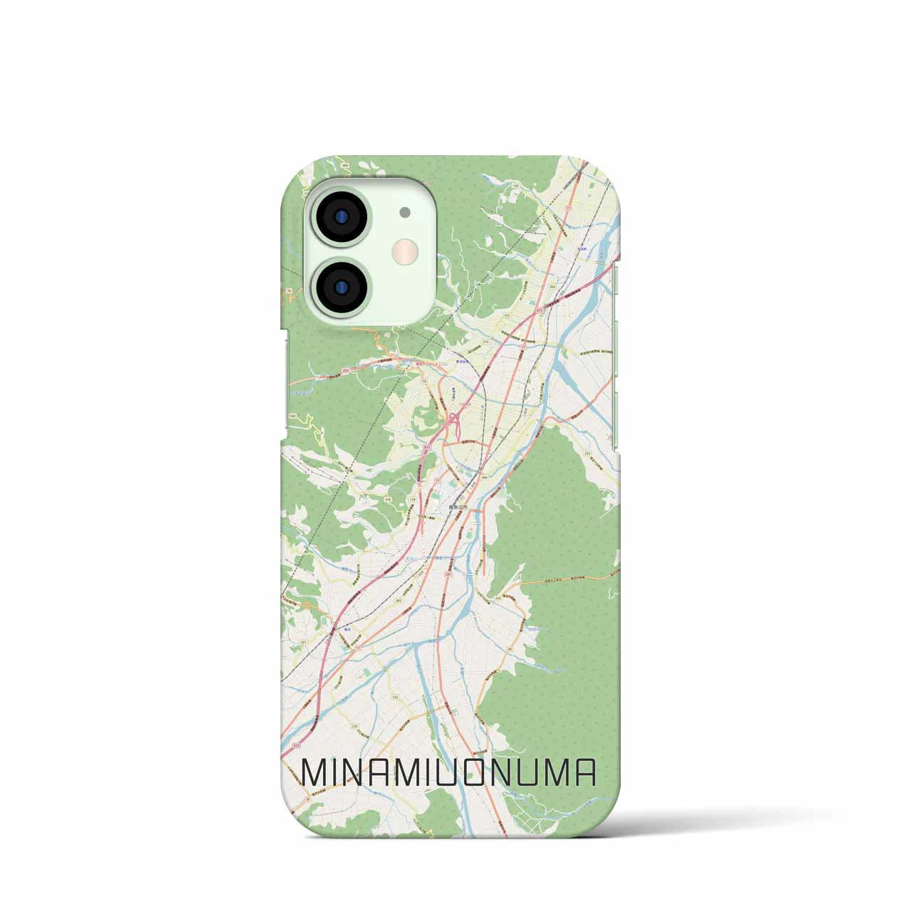 【南魚沼】地図柄iPhoneケース（バックカバータイプ・ナチュラル）iPhone 12 mini 用
