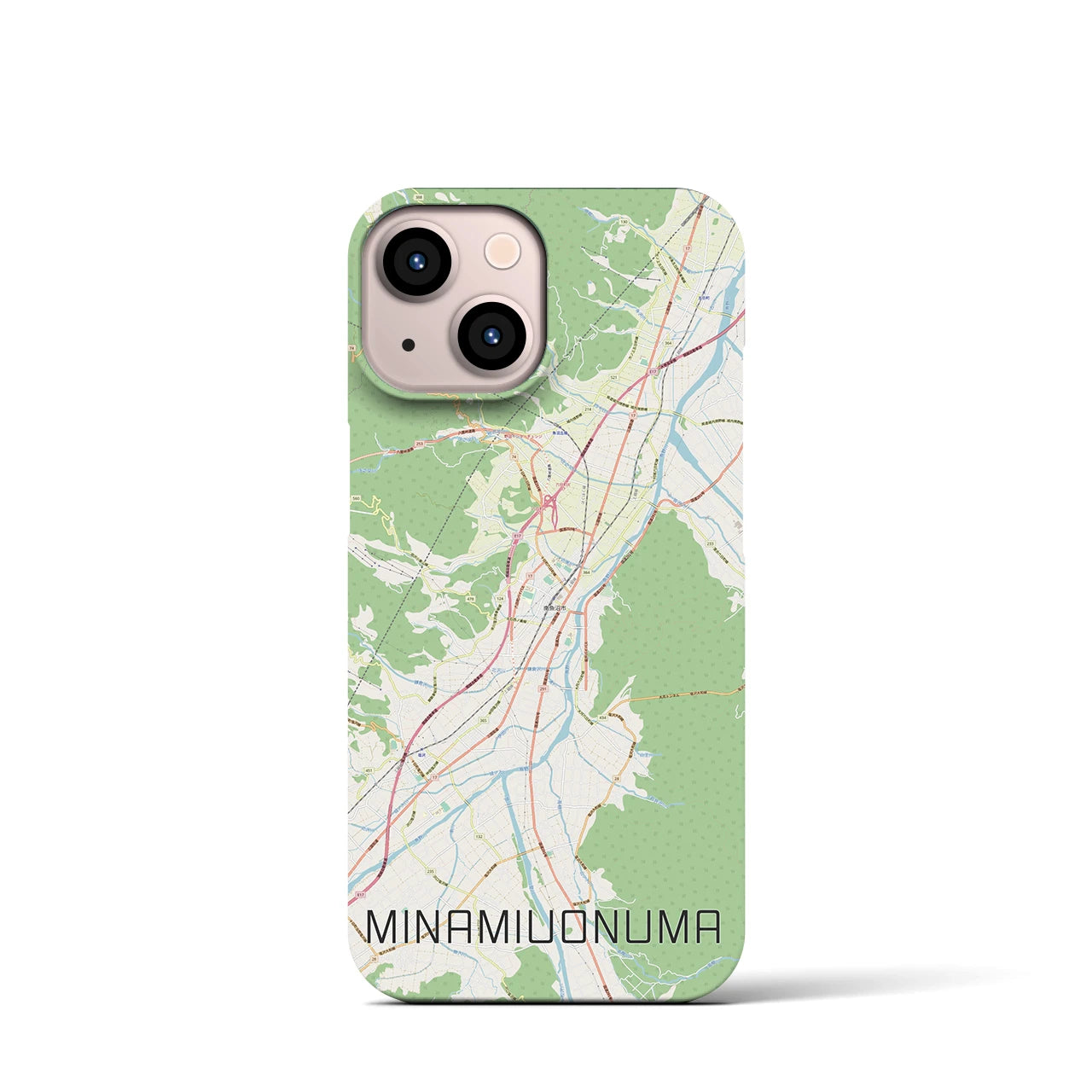【南魚沼】地図柄iPhoneケース（バックカバータイプ・ナチュラル）iPhone 13 mini 用