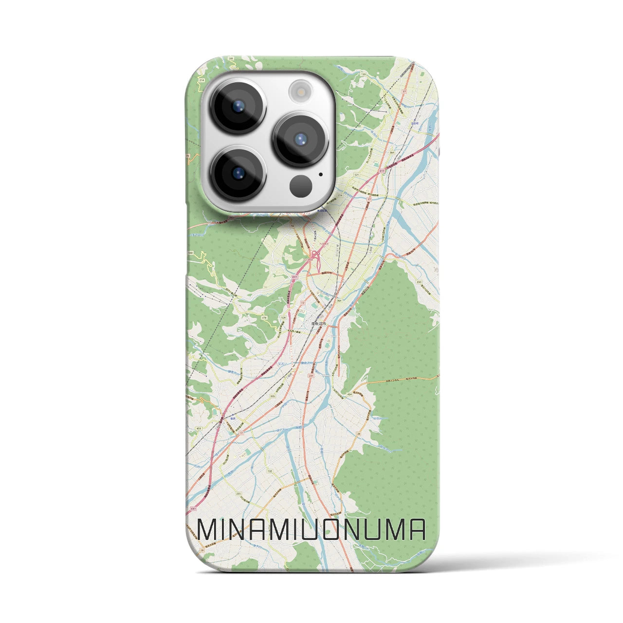 【南魚沼】地図柄iPhoneケース（バックカバータイプ・ナチュラル）iPhone 14 Pro 用