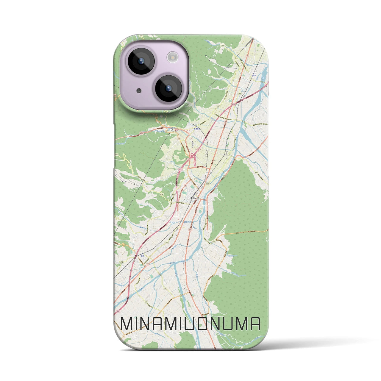【南魚沼】地図柄iPhoneケース（バックカバータイプ・ナチュラル）iPhone 14 用