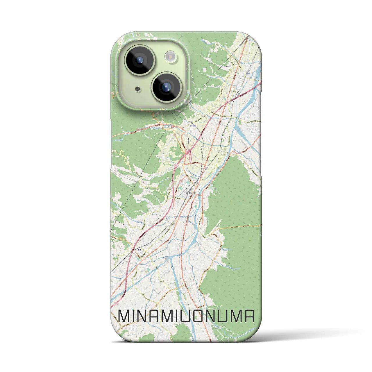 【南魚沼】地図柄iPhoneケース（バックカバータイプ・ナチュラル）iPhone 15 用