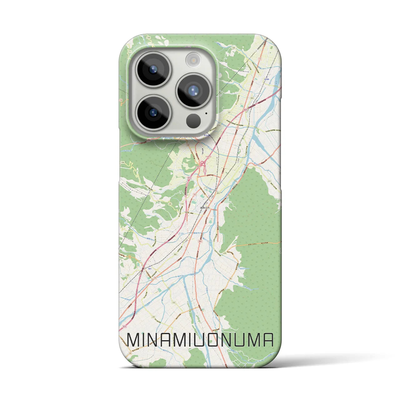 【南魚沼】地図柄iPhoneケース（バックカバータイプ・ナチュラル）iPhone 15 Pro 用