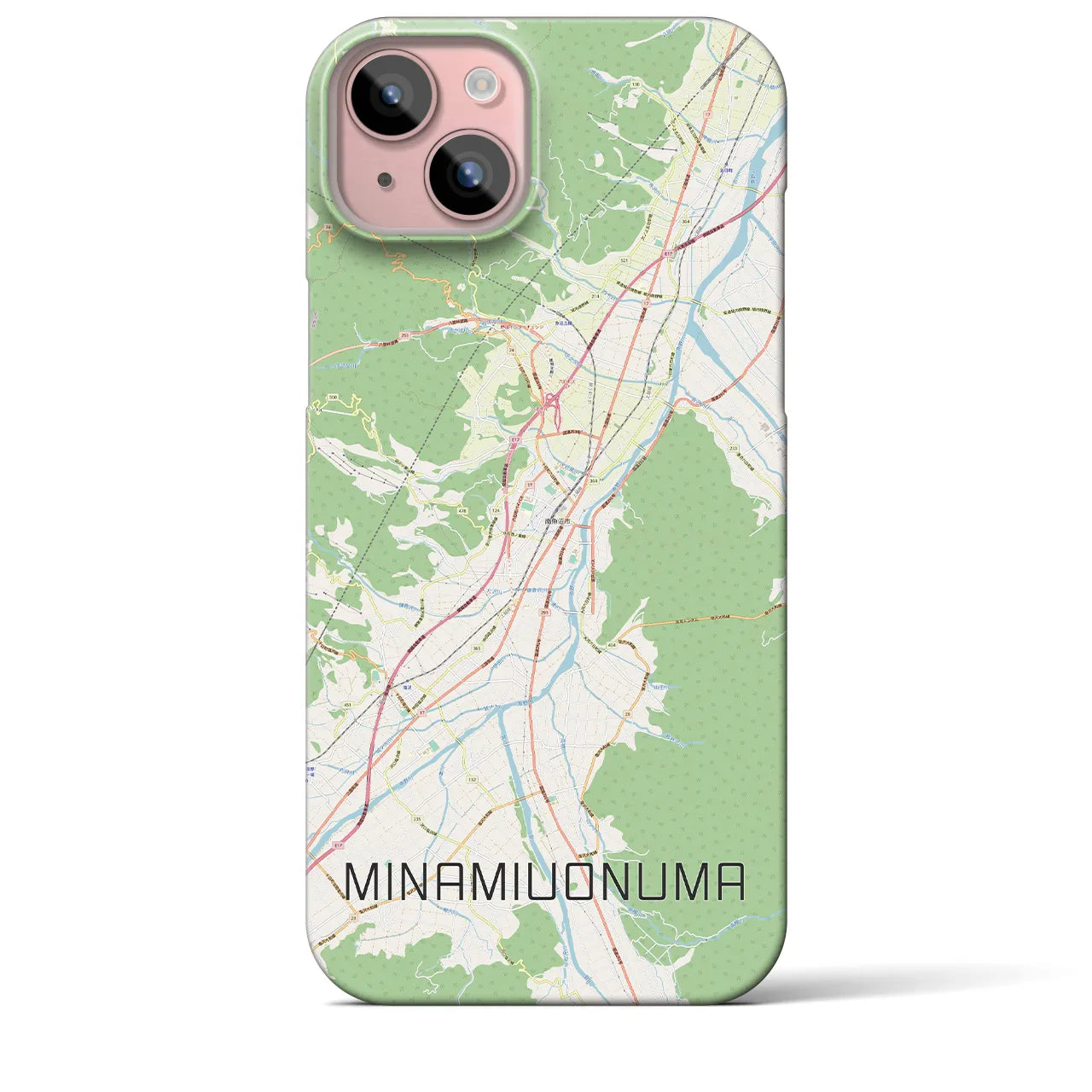 【南魚沼】地図柄iPhoneケース（バックカバータイプ・ナチュラル）iPhone 15 Plus 用