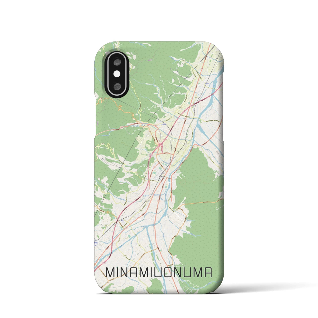 【南魚沼】地図柄iPhoneケース（バックカバータイプ・ナチュラル）iPhone XS / X 用