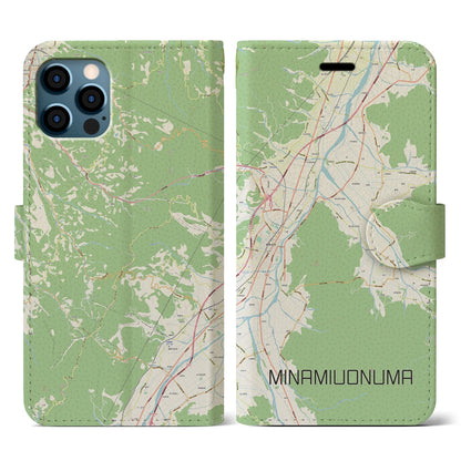 【南魚沼（新潟県）】地図柄iPhoneケース（手帳タイプ）ナチュラル・iPhone 12 / 12 Pro 用