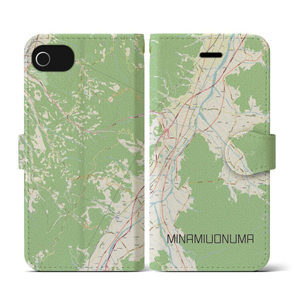 【南魚沼（新潟県）】地図柄iPhoneケース（手帳タイプ）ナチュラル・iPhone SE（第3 / 第2世代） / 8 / 7 / 6s / 6 用