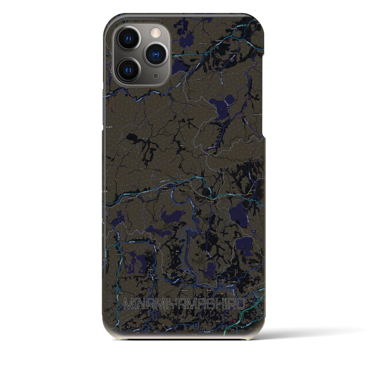 【南山城】地図柄iPhoneケース（バックカバータイプ・ブラック）iPhone 11 Pro Max 用