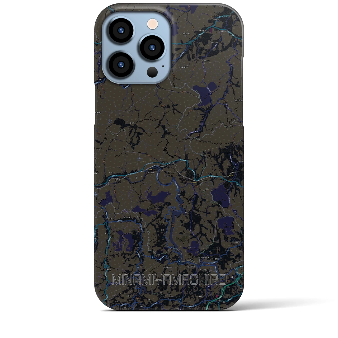 【南山城】地図柄iPhoneケース（バックカバータイプ・ブラック）iPhone 13 Pro Max 用
