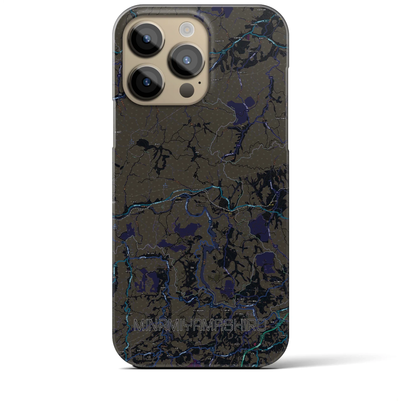 【南山城】地図柄iPhoneケース（バックカバータイプ・ブラック）iPhone 14 Pro Max 用