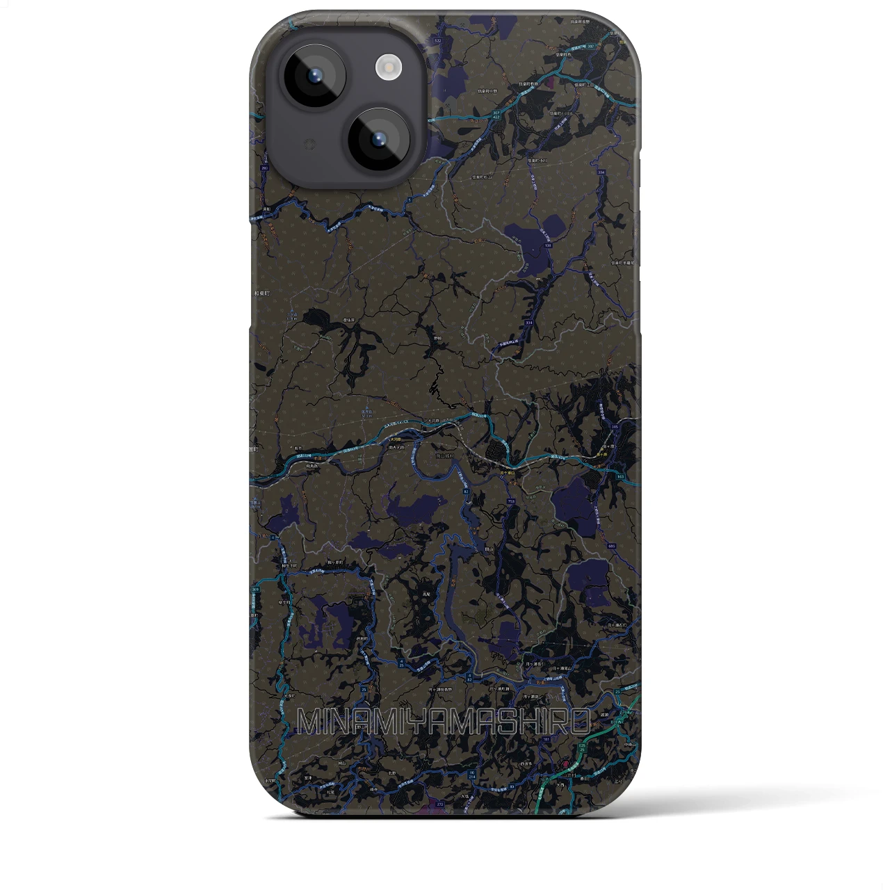 【南山城】地図柄iPhoneケース（バックカバータイプ・ブラック）iPhone 14 Plus 用