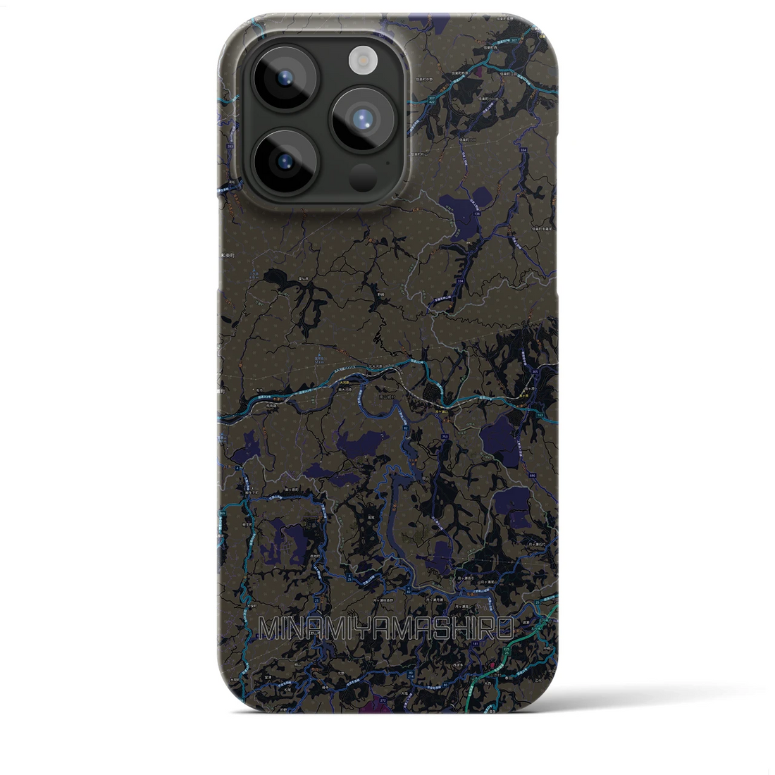 【南山城】地図柄iPhoneケース（バックカバータイプ・ブラック）iPhone 15 Pro Max 用