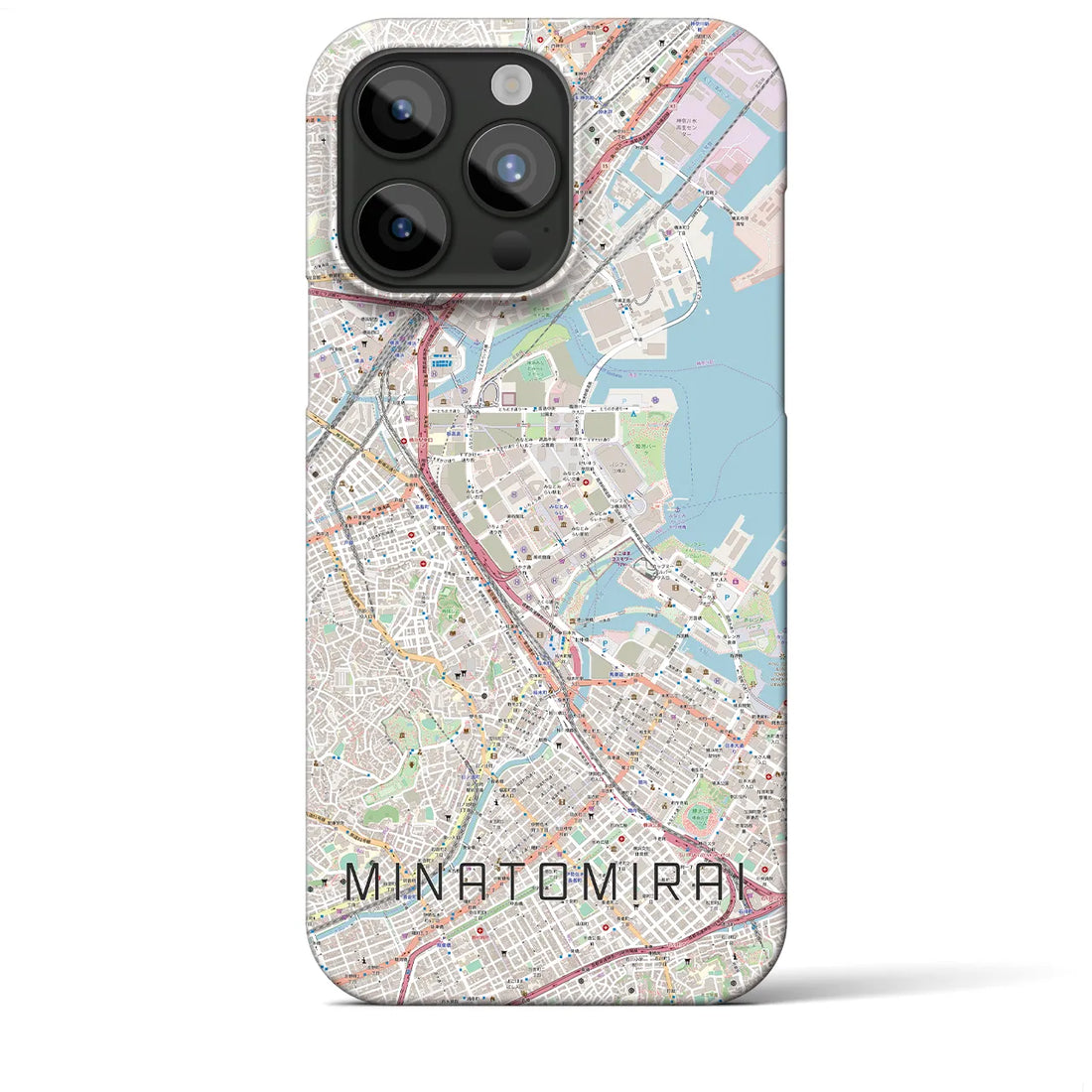 【みなとみらい】地図柄iPhoneケース（バックカバータイプ・ナチュラル）iPhone 15 Pro Max 用