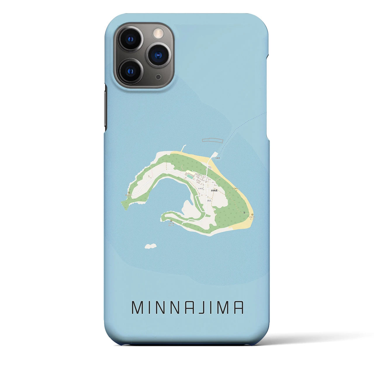 【水納島】地図柄iPhoneケース（バックカバータイプ・ナチュラル）iPhone 11 Pro Max 用