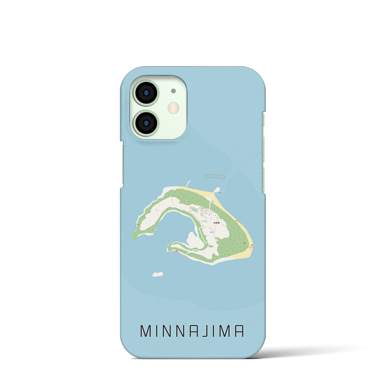 【水納島】地図柄iPhoneケース（バックカバータイプ・ナチュラル）iPhone 12 mini 用