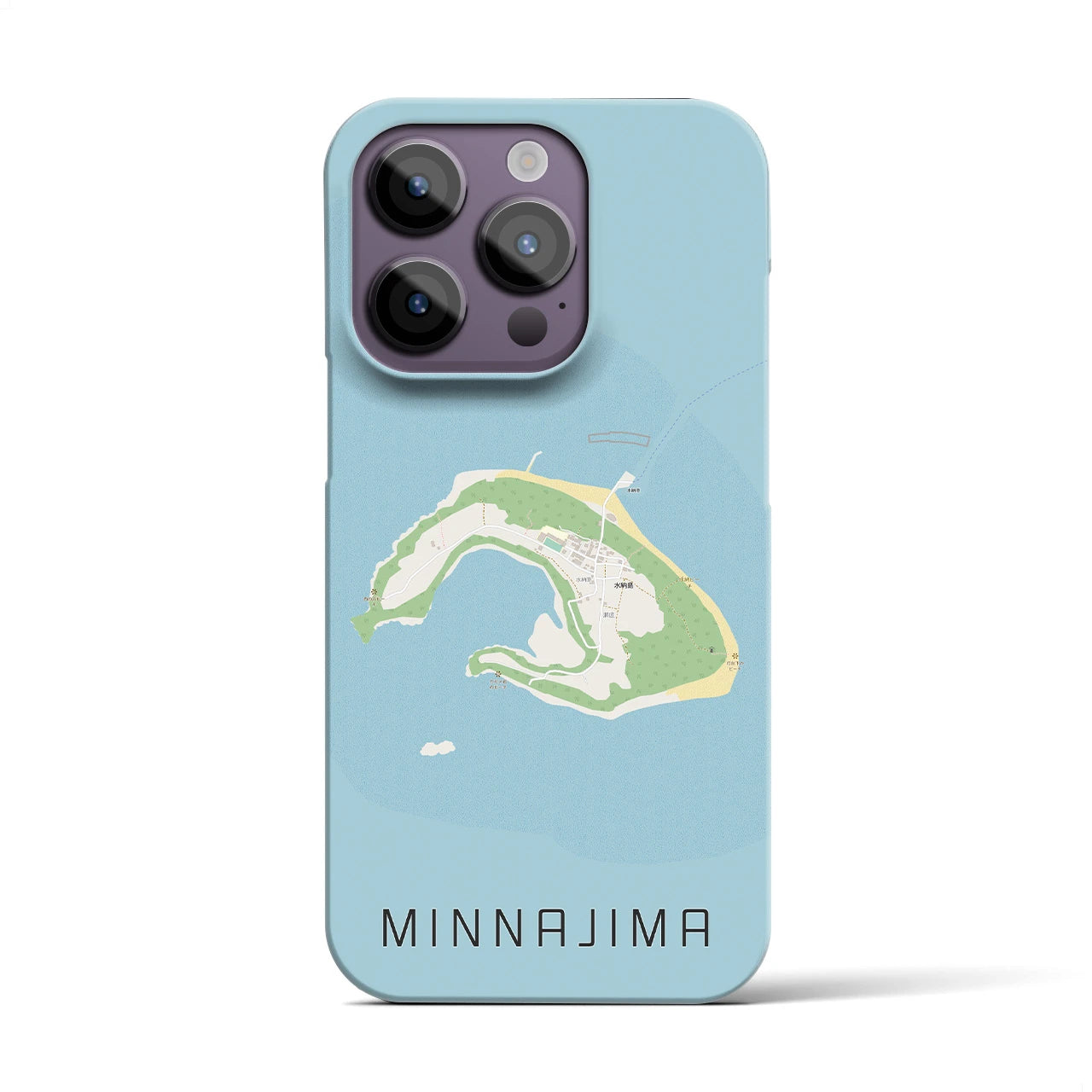 【水納島】地図柄iPhoneケース（バックカバータイプ・ナチュラル）iPhone 14 Pro 用