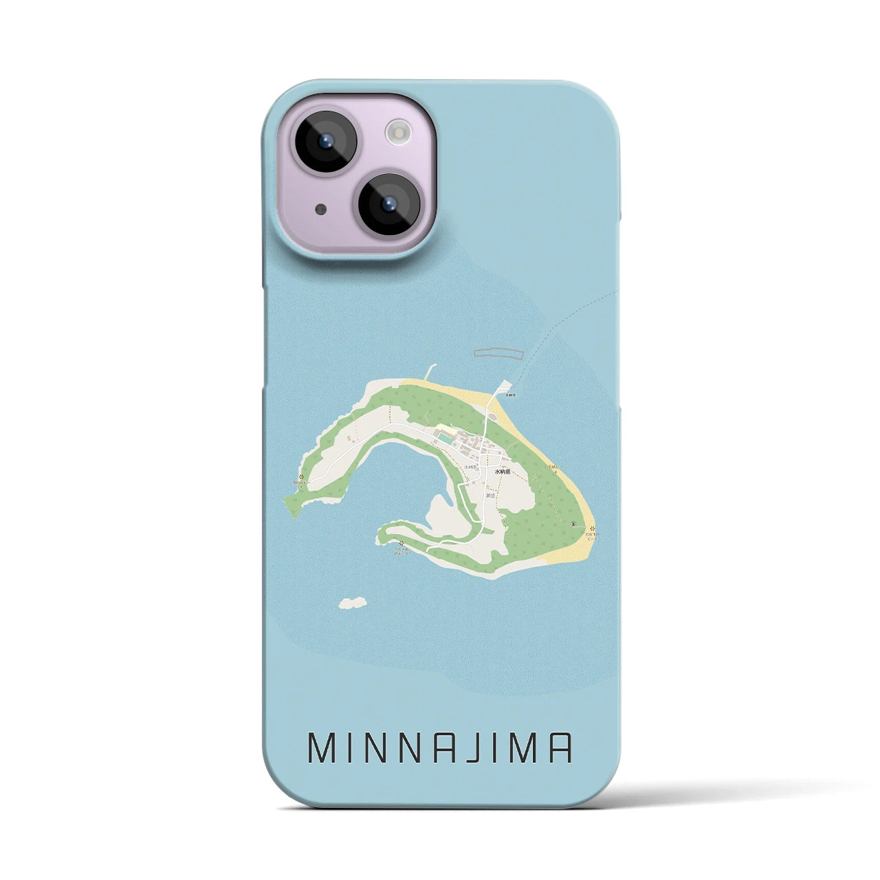 【水納島】地図柄iPhoneケース（バックカバータイプ・ナチュラル）iPhone 14 用