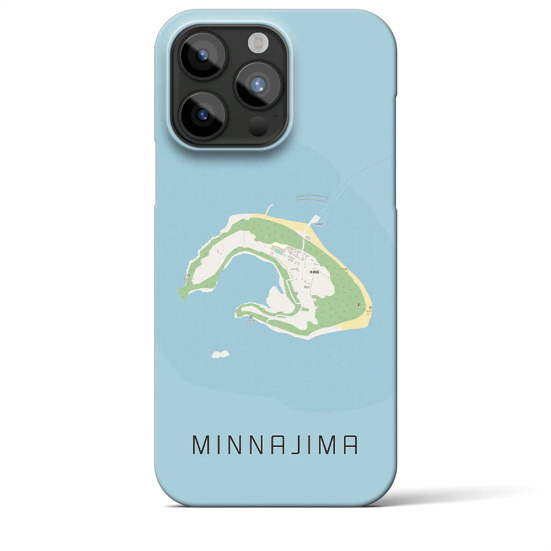 【水納島】地図柄iPhoneケース（バックカバータイプ・ナチュラル）iPhone 15 Pro Max 用