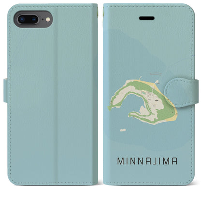 【水納島（沖縄県）】地図柄iPhoneケース（手帳タイプ）ナチュラル・iPhone 8Plus /7Plus / 6sPlus / 6Plus 用