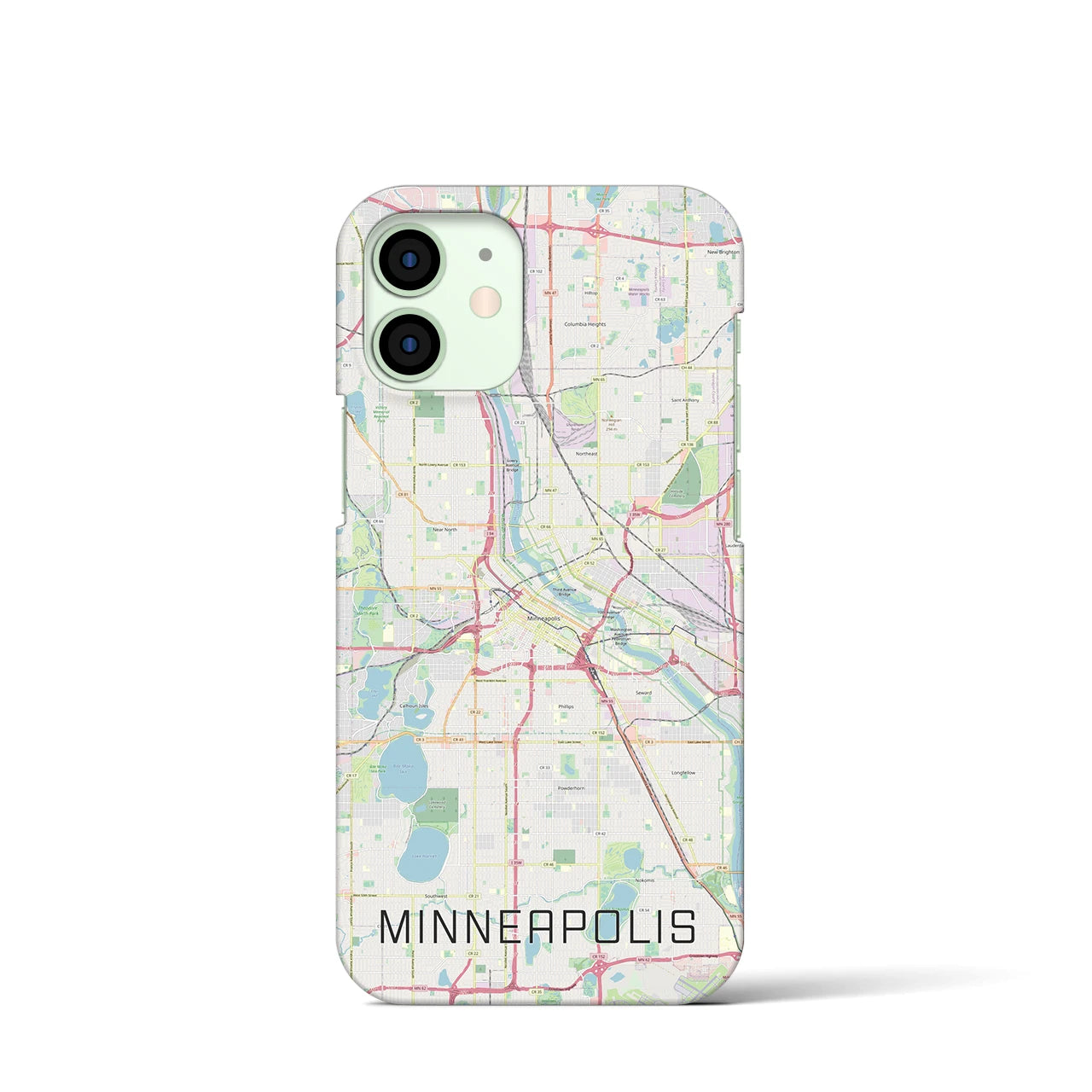 【ミネアポリス】地図柄iPhoneケース（バックカバータイプ・ナチュラル）iPhone 12 mini 用