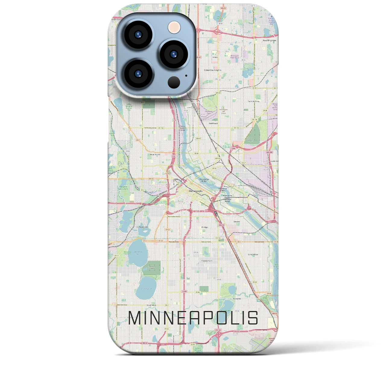 【ミネアポリス】地図柄iPhoneケース（バックカバータイプ・ナチュラル）iPhone 13 Pro Max 用