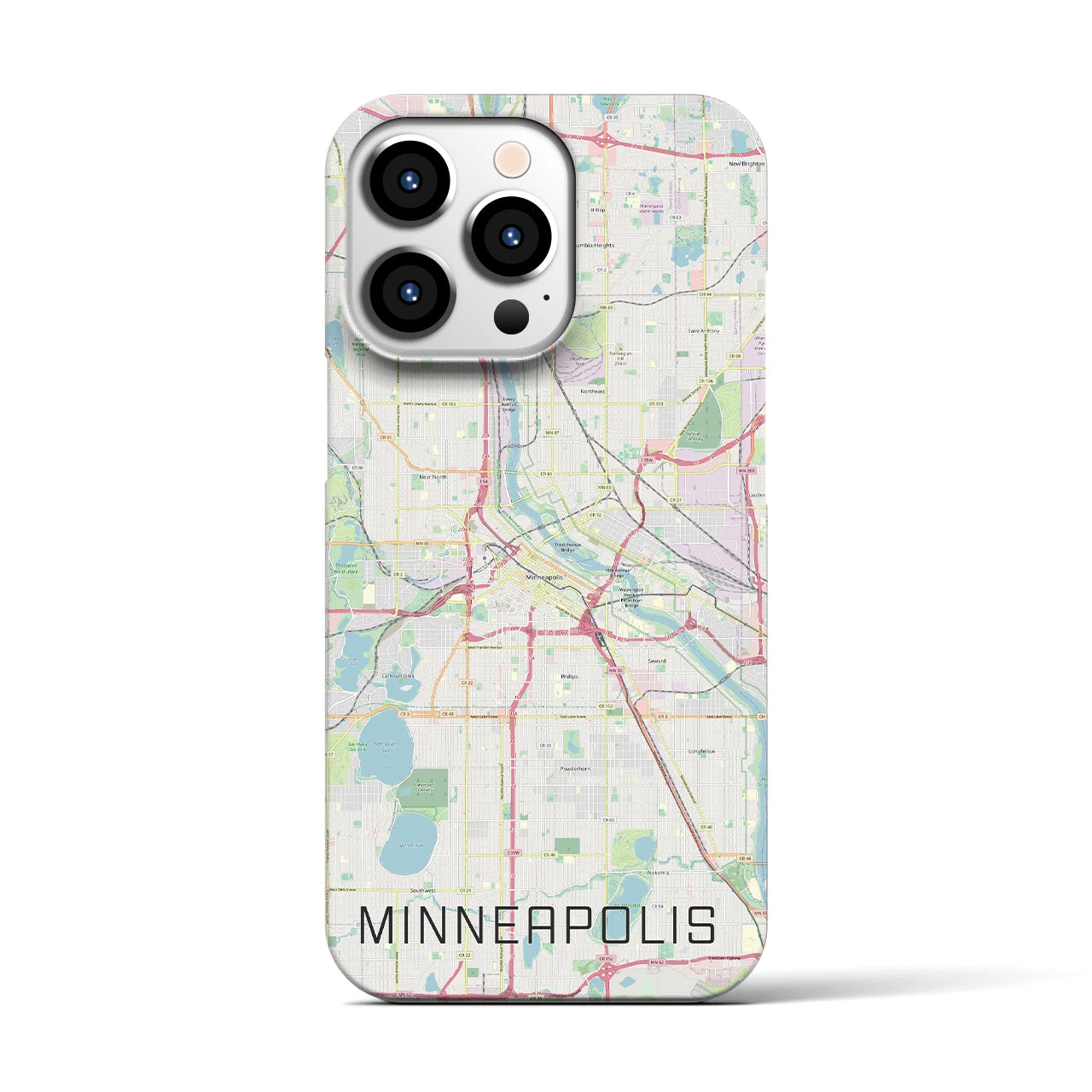 【ミネアポリス】地図柄iPhoneケース（バックカバータイプ・ナチュラル）iPhone 13 Pro 用